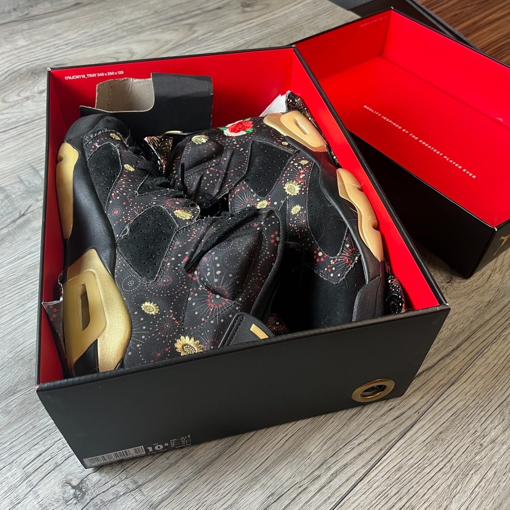 Jordan Air Jordan 6 Retro CNY Mens 10.5 Black Gold AA2492-021 Chinese New Year